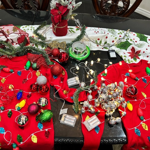 Other - ugly Christmas sweater s light up custom Festive Red Holiday dress handmade